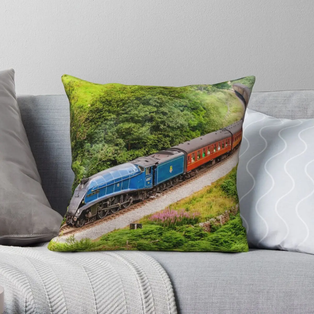 

Квадратный чехол для подушки Sir Nigel Gresley, полиэстеровый льняной бархатный декоративный чехол для подушки на молнии, чехол для автомобильной ...