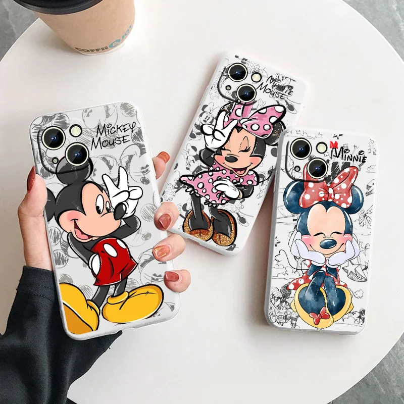 

Pink Minnie Mickey Love For Samsung Galaxy S23 S22 S21 S20 FE Ultra Plus S10 Lite 5G Liquid Rope Phone Case