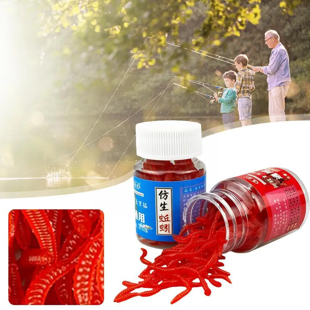 

Fish Bait Earthworm Bait 100pcs/bottle Fishing Lures Worms Fishy Red Artificial Lures Simulation Soft Smell Earthworm Lifel E9h8