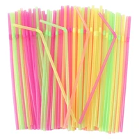100200pcs 21cm bendable disposable straws mix color plastic fluorescent straw for drink cocktail wedding party bar supplies