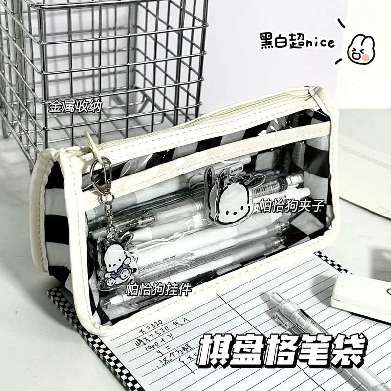 

Милые прозрачные милые канцелярские принадлежности Sanrio с героями мультфильмов Hellokittyed почтовые ящики шахматная доска двухслойные школьные...