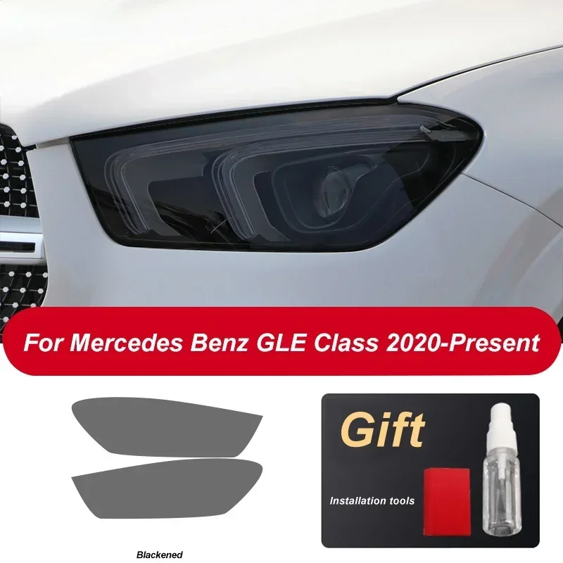

2 pcs Car headlights protective film For Mercedes-Benz GLE W166 C292 W167 AMG 2015-On accessories transparent black TPU sticker