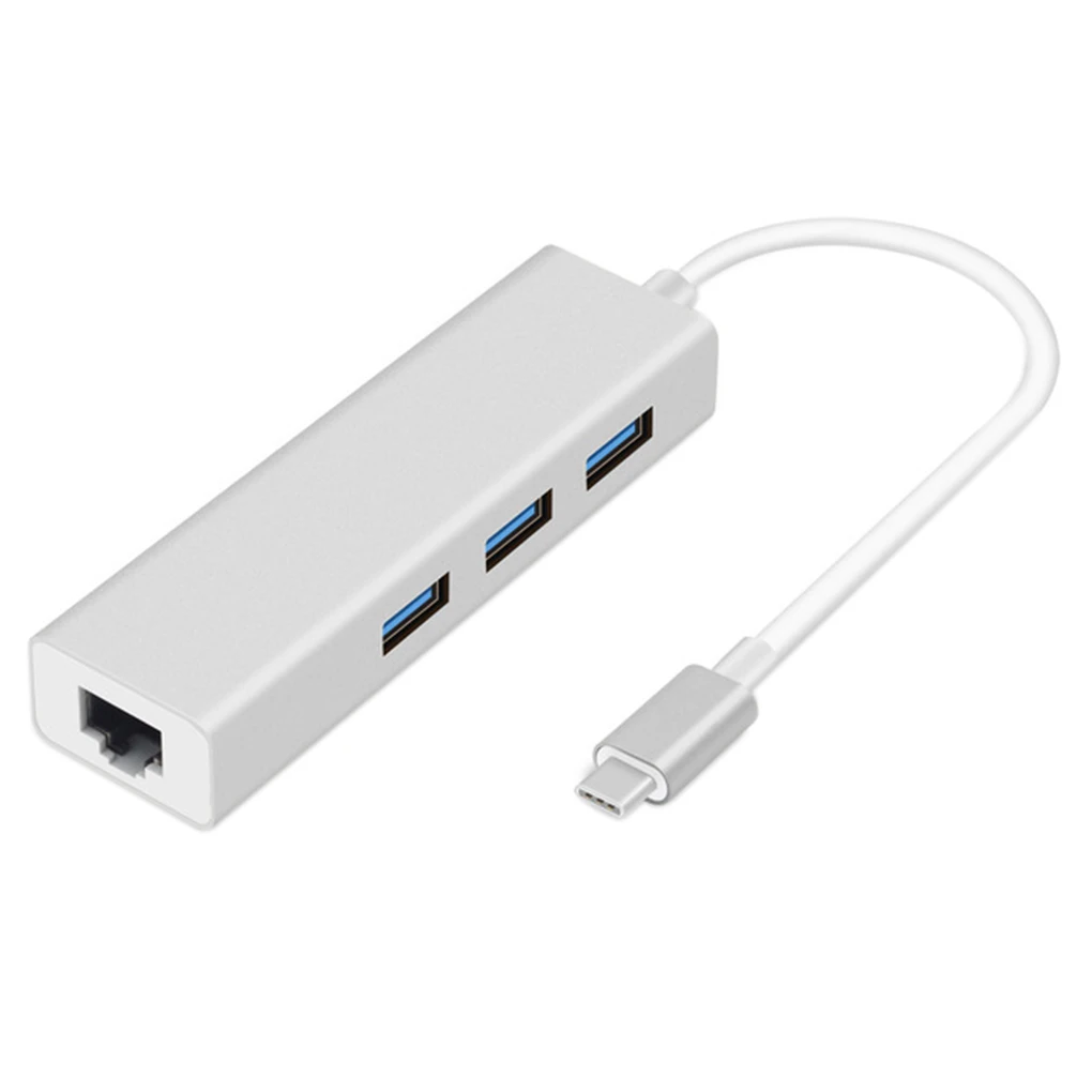 

3 Ports Type-c to RJ45+USB 3.0 Network Adapter Ethernet Gigabit Hub 1000Mbps Home Office USB Converter