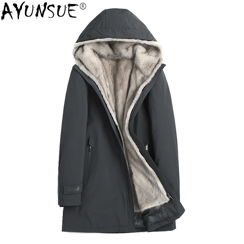 

AYUNSUE зимняя куртка мужская одежда 5XL парка натуральный мех норки пальто 100% кролик рукава с мехом 6XL куртки De Los Hombres парки LXR810