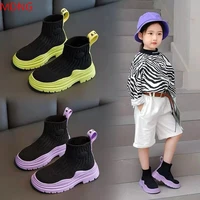 girls shoes socks shoes kids spring autumn high top boots breathable mesh flying woven shoes children sports shoes