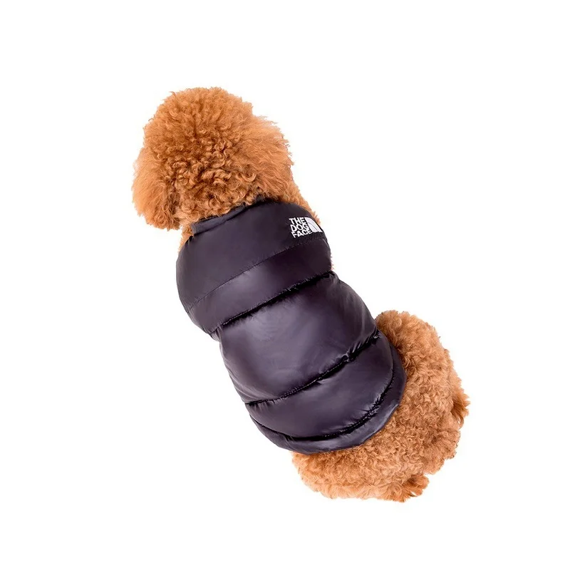 Luxury Dog Clothes, Pet Dog Face Vest, Autumn and Winter Clothing, Teddy Pomeranian Schnauzer Corgi Black Thick Warm Down Coat