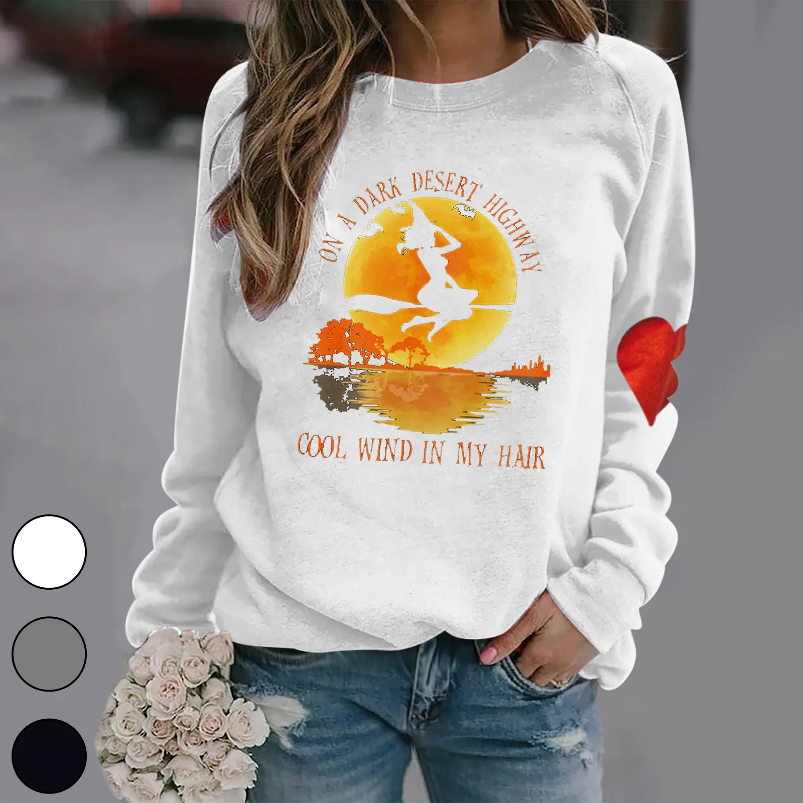2022 Halloween Autumn New Women's Round Neck Print Casual Loose Long-sleeved Top Sweater Winter Clothes Women