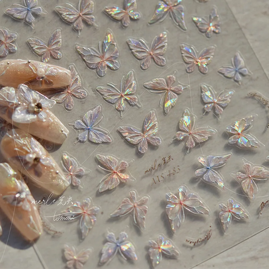 Блестящие наклейки для ногтей в виде ракушек авроры дневных бабочек