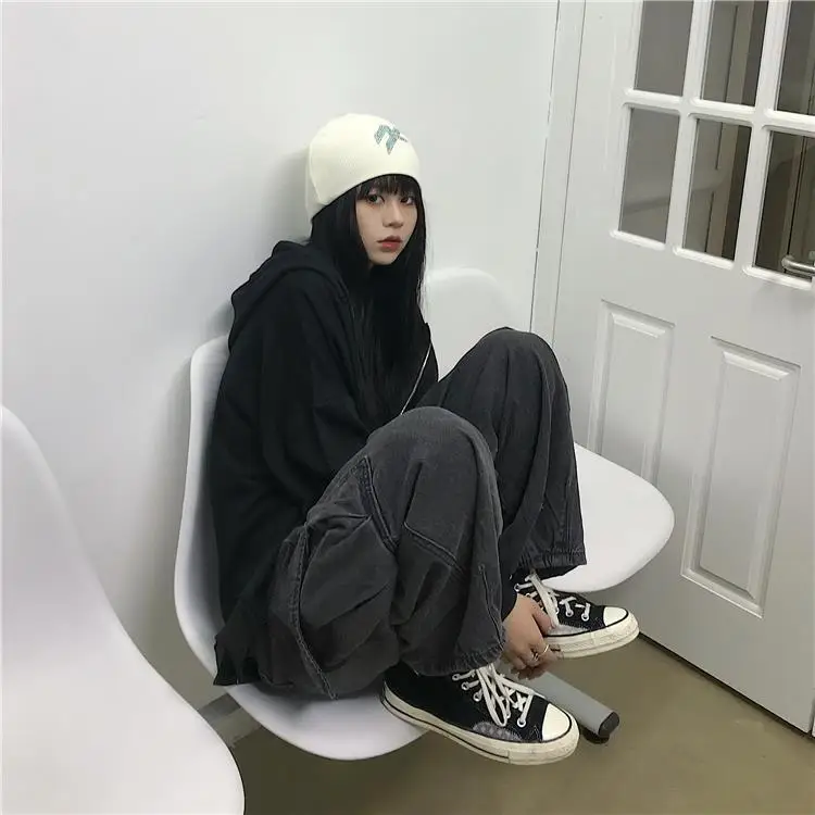 Серые мешковатые джинсы в стиле хип-хоп для мужчин и женщин уличная одежда модные