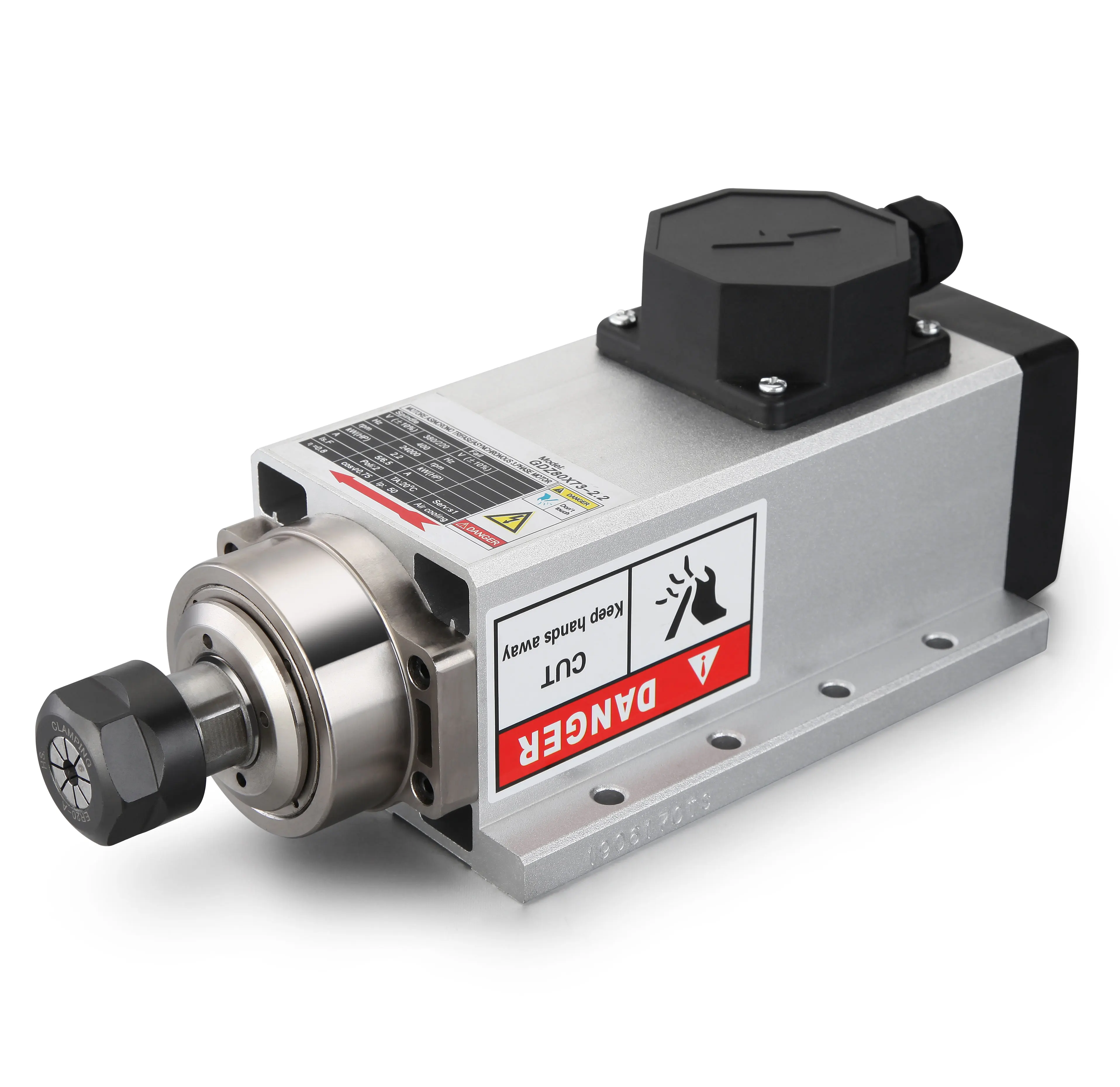 

Chinese manufacturer low noise 2400RPM 220V 6A Air Cooled Spindle motor with Flange 2.2kw ER20 for Drilling Machine