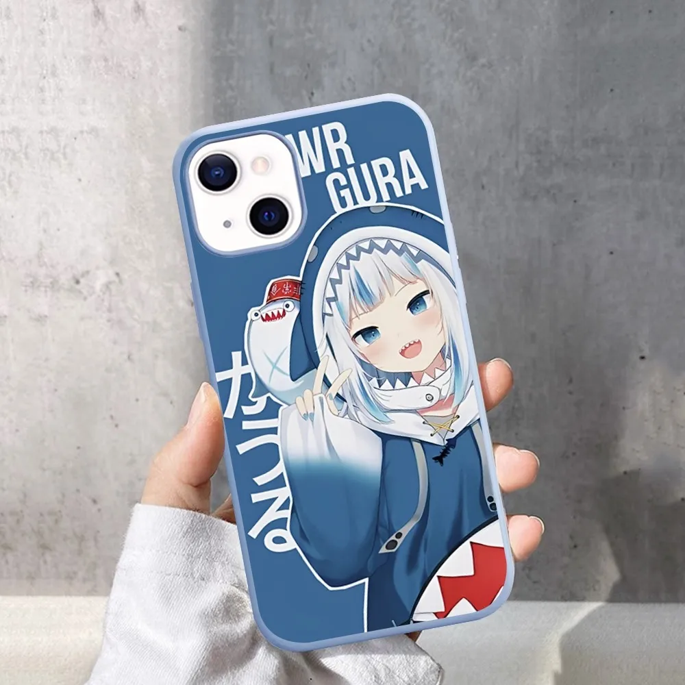 Popular VTUBER Gawr Gura Phone Case For IPhone 14 11 12 13 Mini Pro Xs Max 8 7 6 6S Plus X XR Solid Candy Color