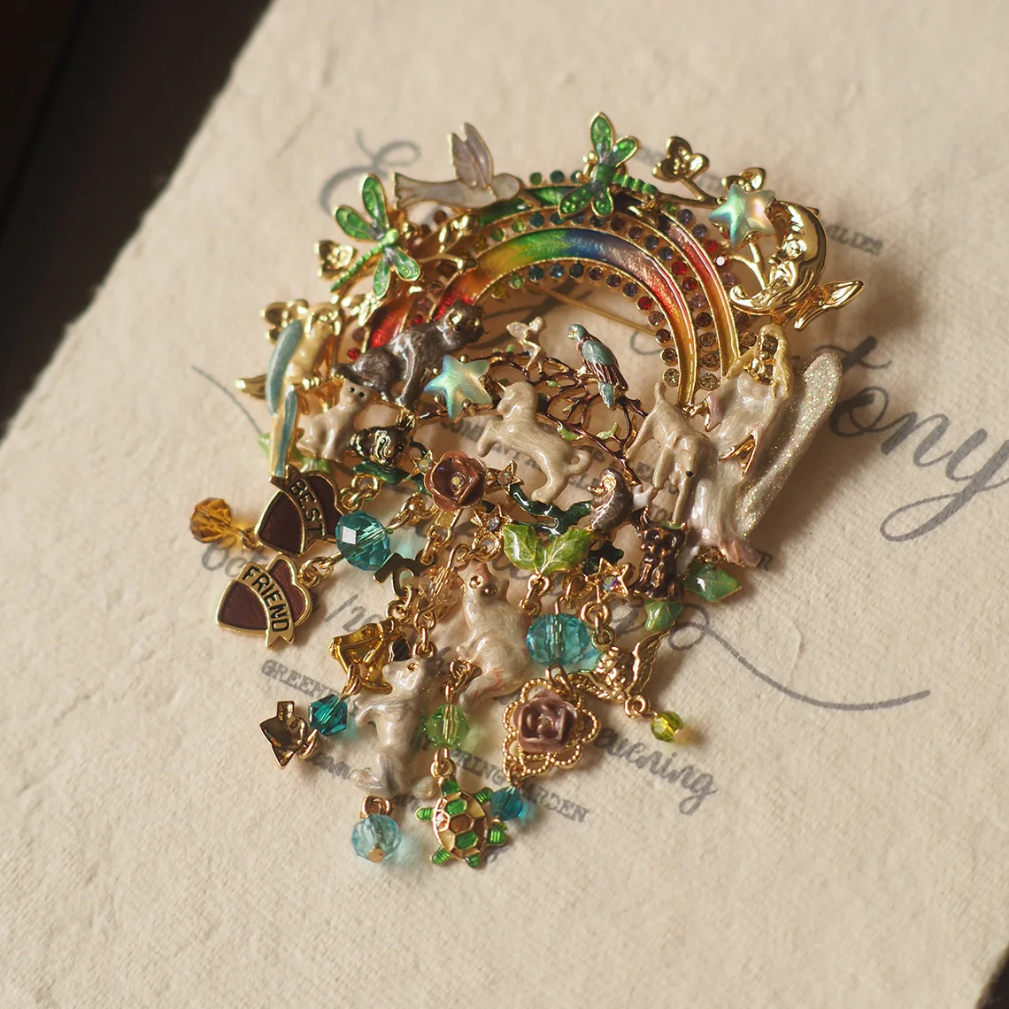 Брошь ручной работы в форме радуги животного эмалированная брошь ангела птицы