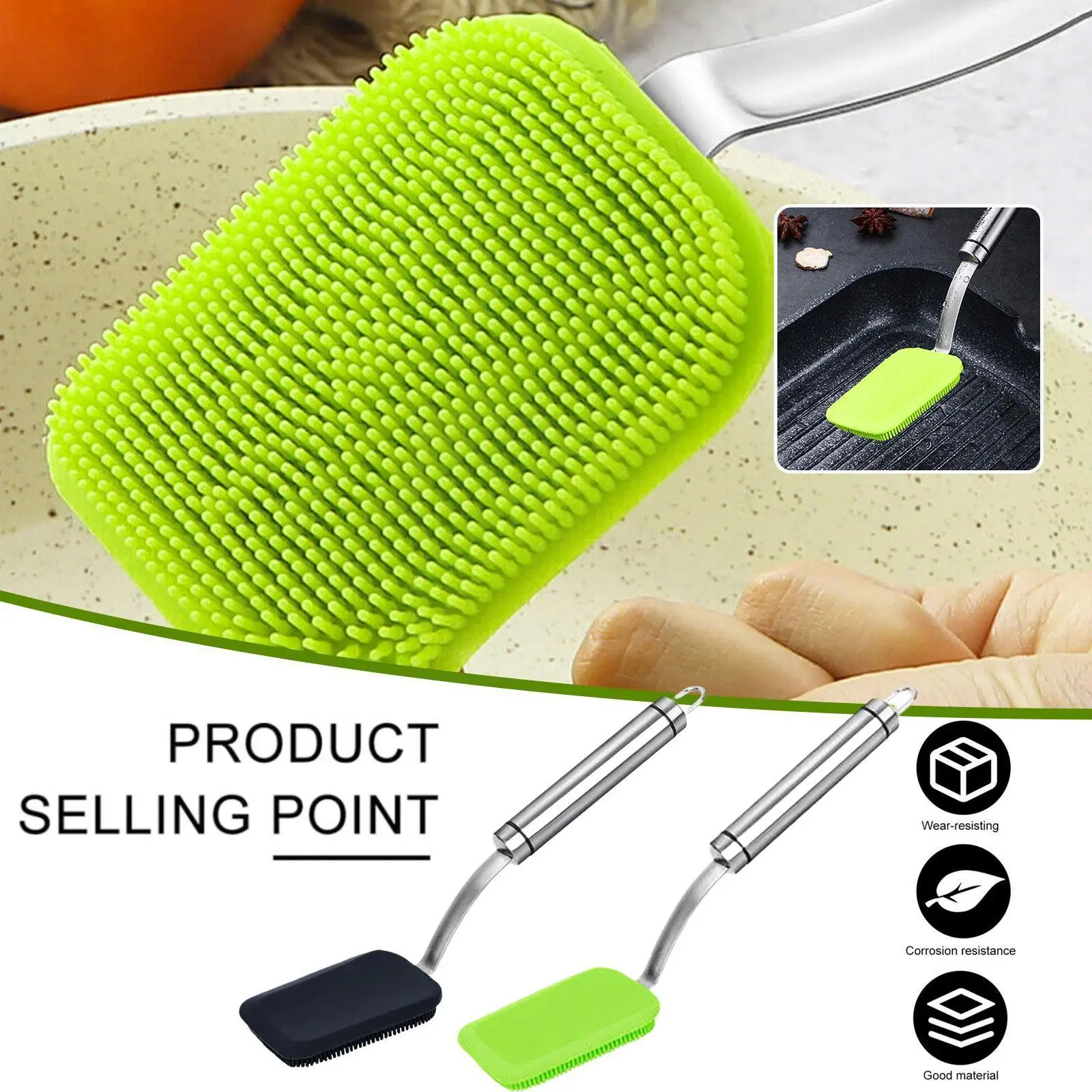 

Magic Cleaning Brush Multifunction Kitchen Cleaning Brushes Long Dish Silicone Brush Clean Washing Easy Brush Handle Pot To J3a6