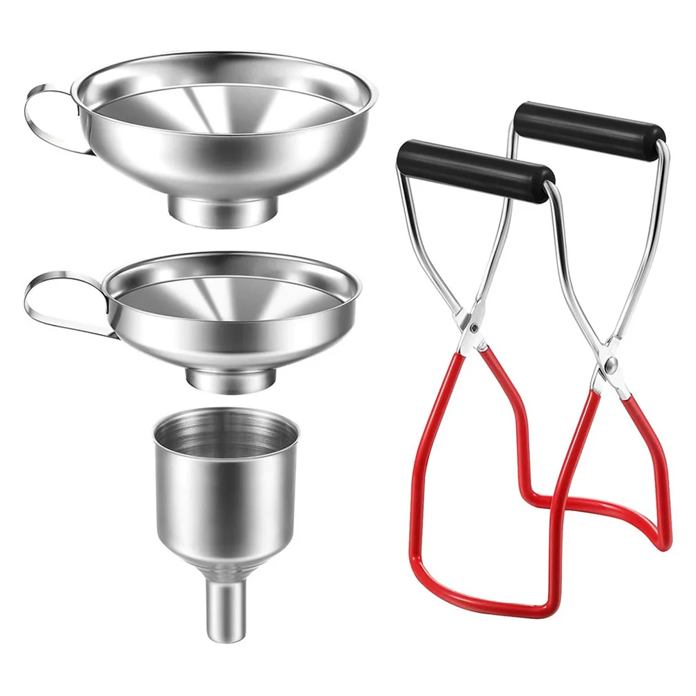 

Funnel Jar Lifter Canning Kitchen Tong Steel Set Bottle Stainless Can Grip Picker Clamp Hot Dish Lift Handle Wide Mouth Tongs