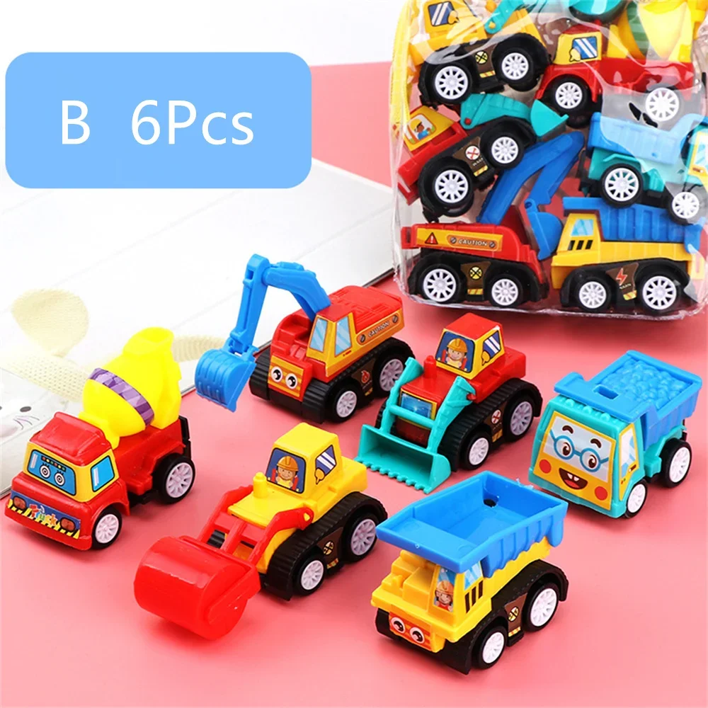 

6PCS Car Toy Pull Back Engineering Vehicle Fire Truck Kids Inertia Boy Toys Diecasts ChildrenMini Cars Model Dolls Children Gift