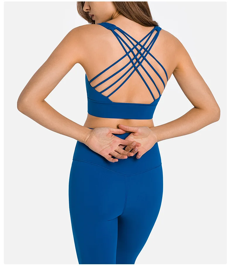 Lulu Women Stretchy Sport Tops Bra Quick-drying Breathable Shock-proof Beautiful Back Sports Bra Yoga Gym Exercise Running Vest