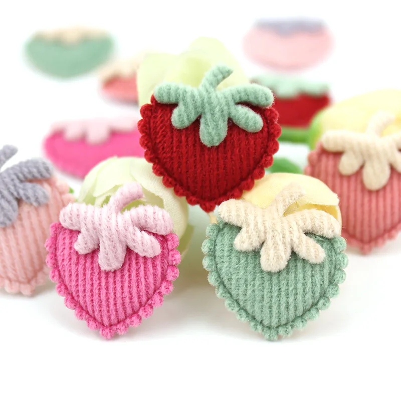 

40Pcs 2.5*2.8cm Handmade Strawberry Padded Appliques For Baby Hairpin Headwear Crafts Decor Ornament Garment Accessories