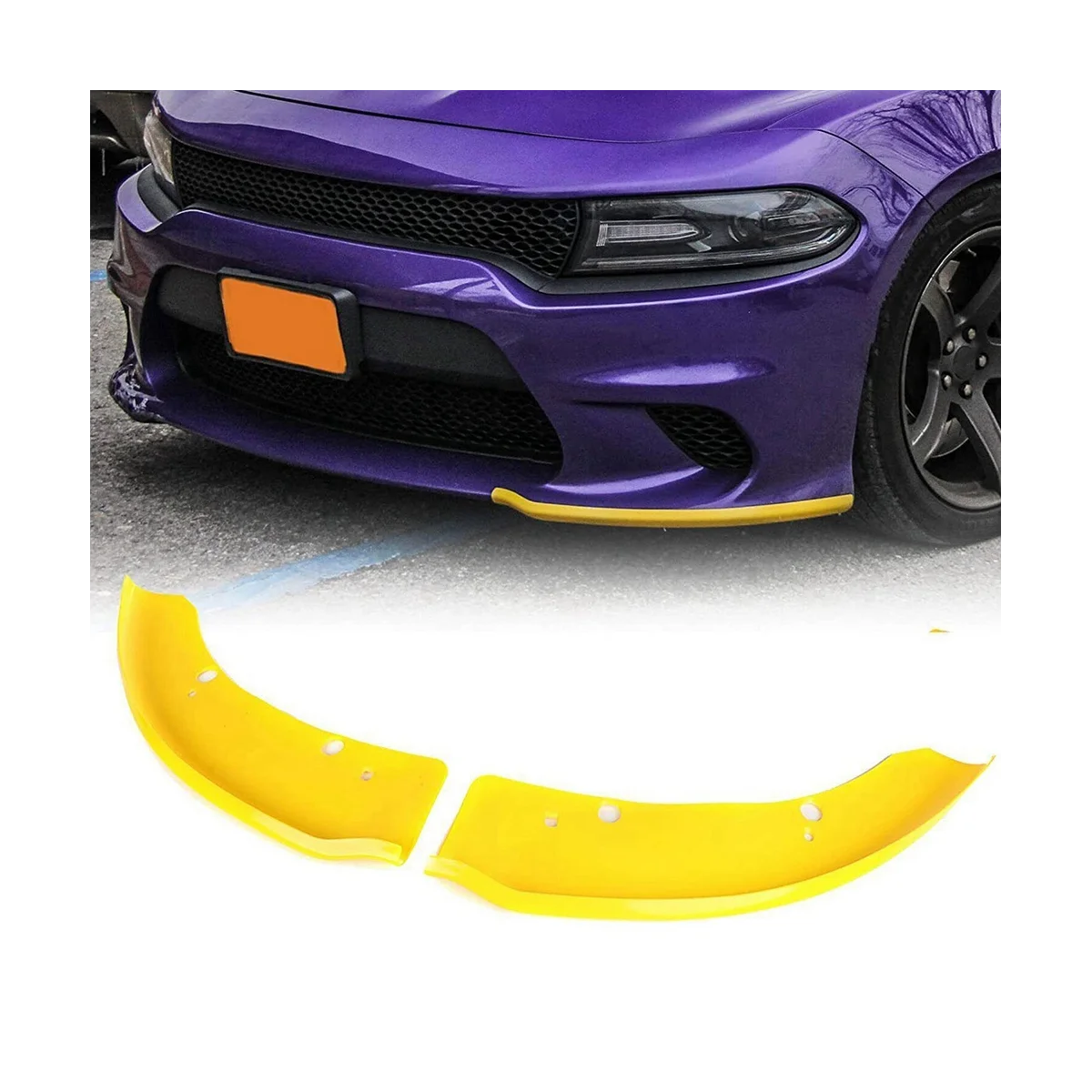 

1 Pair Front Bumper Lip Splitter Spoiler Protector Yellow for Dodge Charger SRT Scat 68327084AA 68327085AA