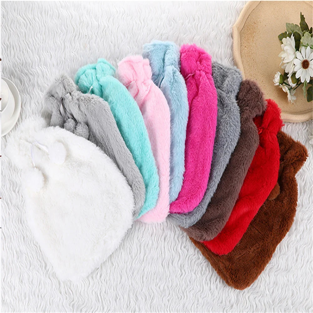

2l Hot Water Bottle Cover Case Removable Plush Hot Water Bag Cover Cold-Proof Warm Faux Fur Fleece Cover Heat Preservation Cover