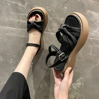 Female Sandal 2022 Summer Clear Heels Clogs Wedge Med Comfort Shoes for Women Buckle Strap Girls Gladiator Platform Fashion Medi