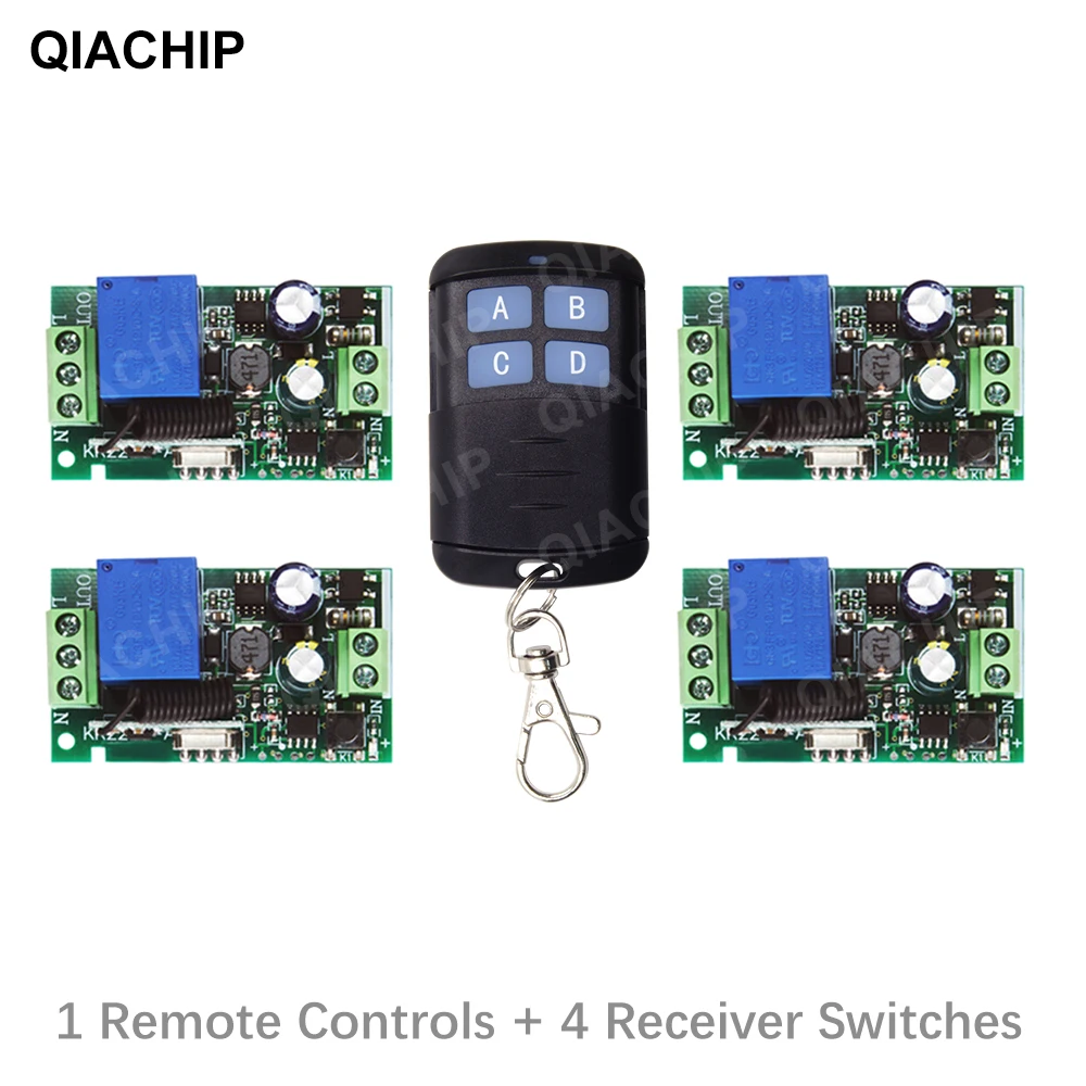 

QIACHIP 433Mhz Universal Wireless Remote Control Switch AC 110V 220V 1 Channel Relay Receiver Module And RF 433 Mhz Transmitter
