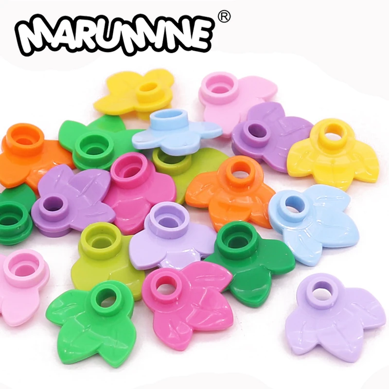 Marumine 32607 1x1 круглая пластина с 3 листьями 100 шт. детали строительных блоков кубики MOC Tree Plant совместимые с сборными элементами