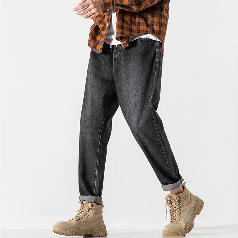 2023 Spring/Summer Ankle Loose Cotton Jeans Men's Street Casual Jogging Jeans Fashion Trend Harem Pants Men's High-End Jeans