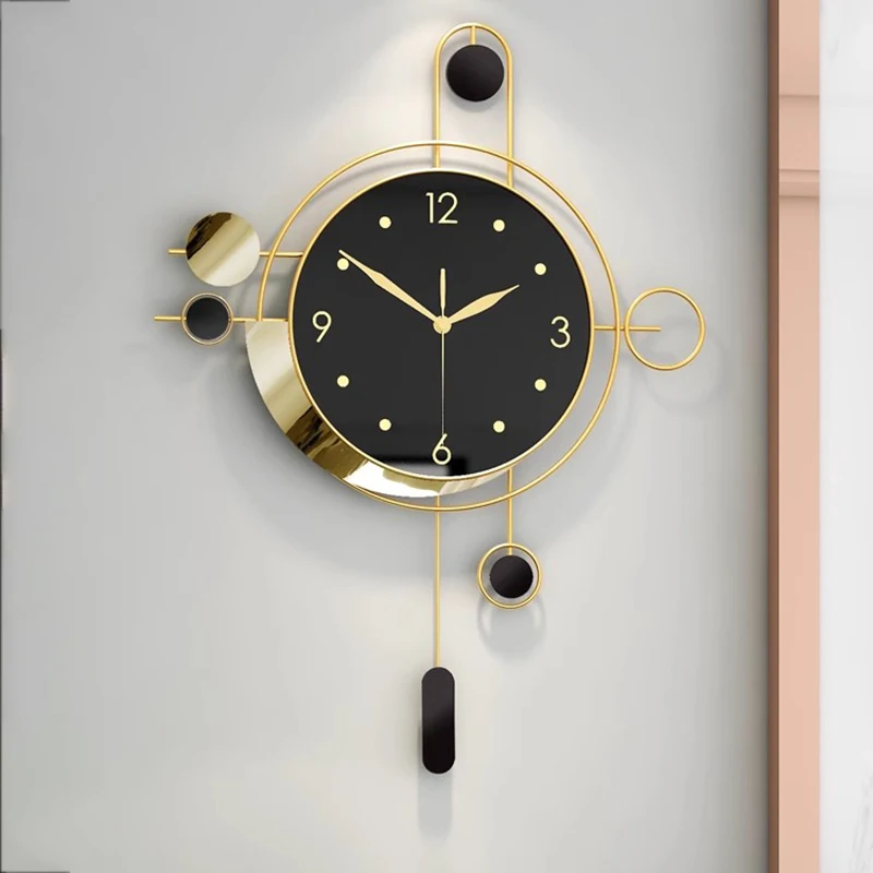 

Pendulum Elegant Wall Clock Living Room Black Retro Modern Design Wall Clock Mechanism Decoracion Para El Hogar Room Decor