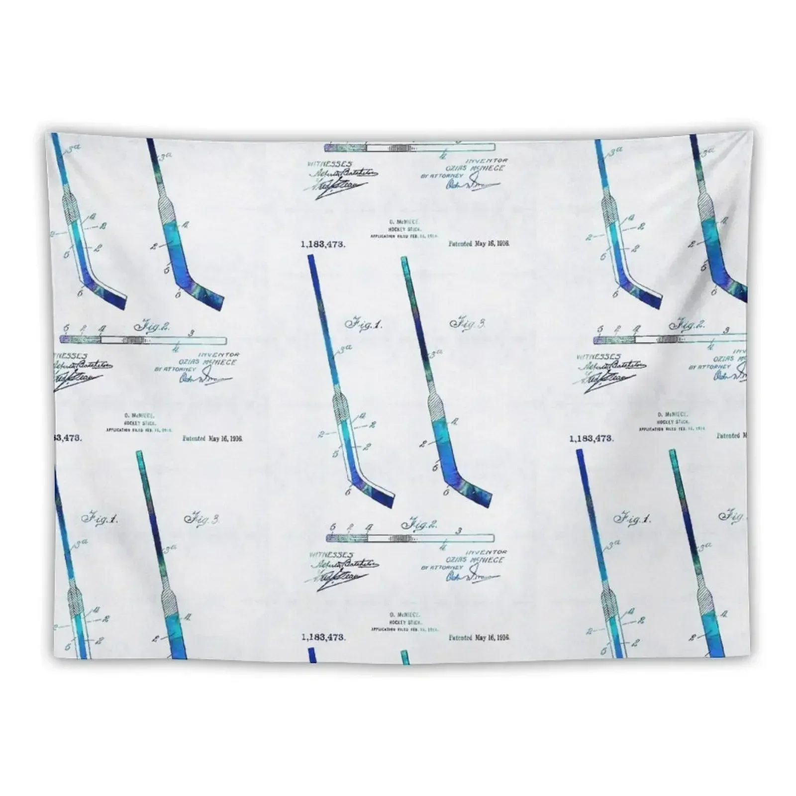 Синяя хоккейная клюшка художественный патент - гобелен Sharon Cummings товары для дома