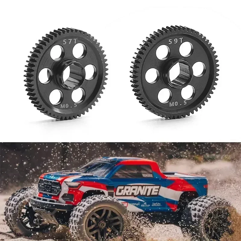 Steel Metal 0.5M 57T 59T Spur Gear Main ARA311196 for 1/18 Granite Grom RC Car Upgrade Parts Accessories