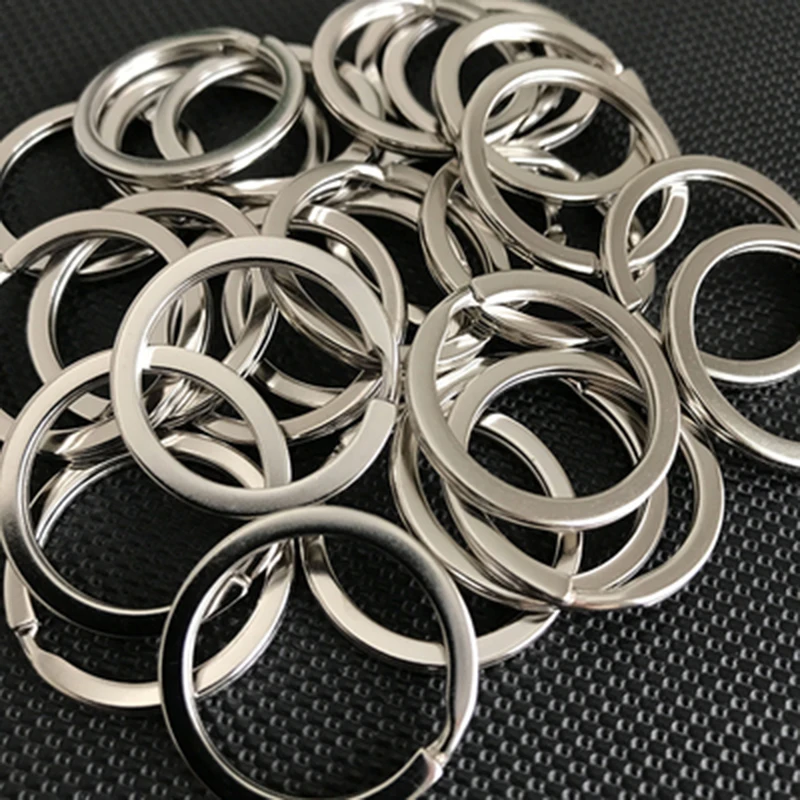 20pcs/lot Steel Flat Key Ring Key Chain Ring 20/25/28/30/35/40/45/50mm Round Jump Rings Split DIY Keychain Findings images - 6