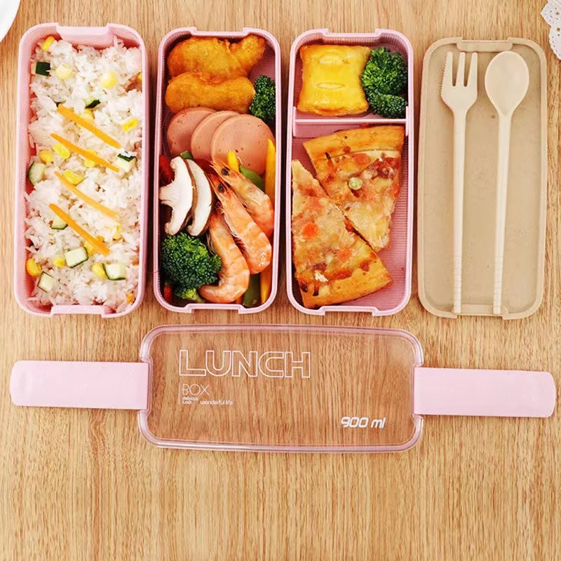

Wheat Straw Insulated Lunch Box Student School Multi-Layer Lunch Box Tableware Bento Food Container Storage Breakfast Boxes
