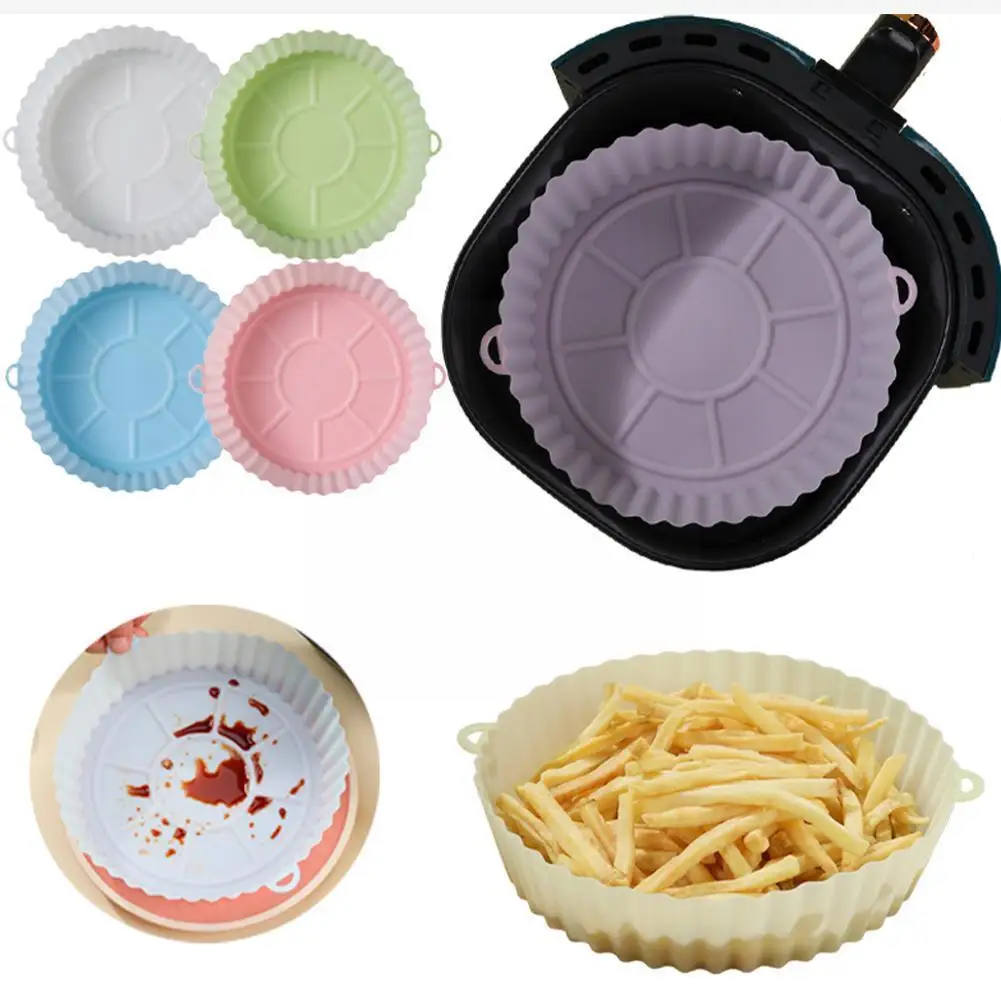

20*4.5cm Air Fryers Oven Baking Tray Fried Chicken Basket Fryer Accessories Pan Pot Replacement Silicone Round Grill Air Ma T2R8