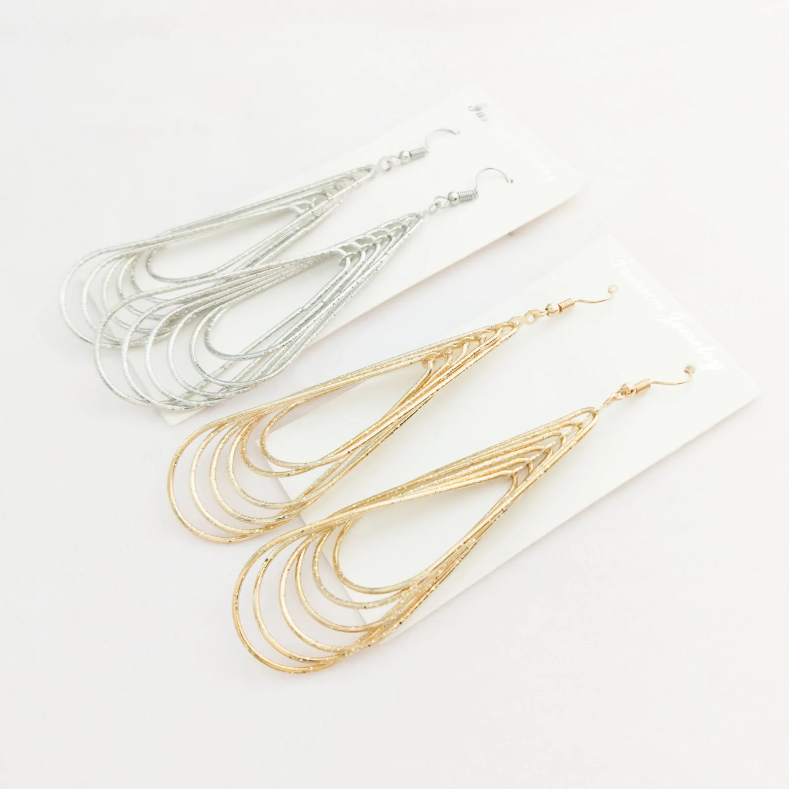 

Fashionable Multi-layer Voil Multi Line Long Water Drop Shaped Earrings