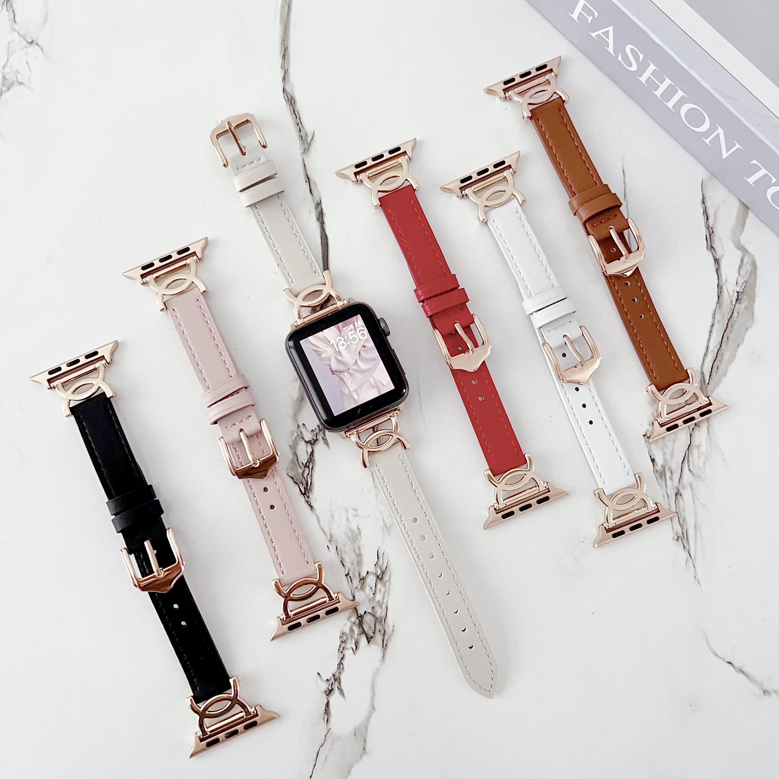 Подходит для ремешка Apple Watch Band S9 iWatch 7/6/5/se/4/3/2/1 кожаный ремешок