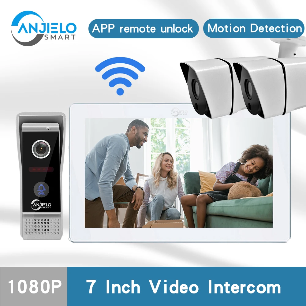 1080p Call Panel Video Intercom Security System for Home 7 Inch Touch Screen Support Video Picture Record Wireless Wifi Tuya App