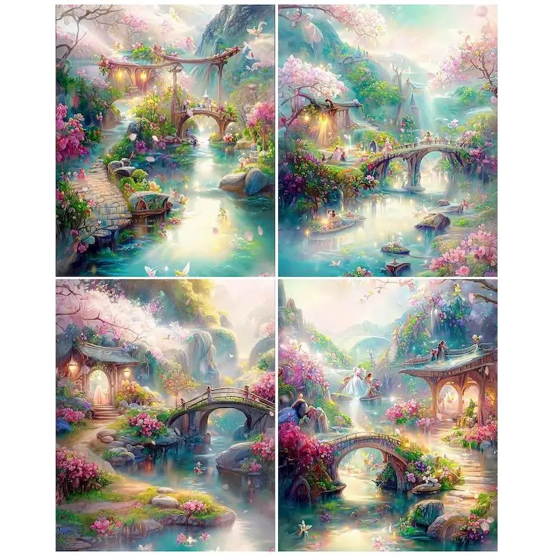 

GATYZTORY Painting By Numbers Fairyland Landscape Drawing On Canvas HandPainted Gift Coloring By Numbers Scenery Kits Home Decor