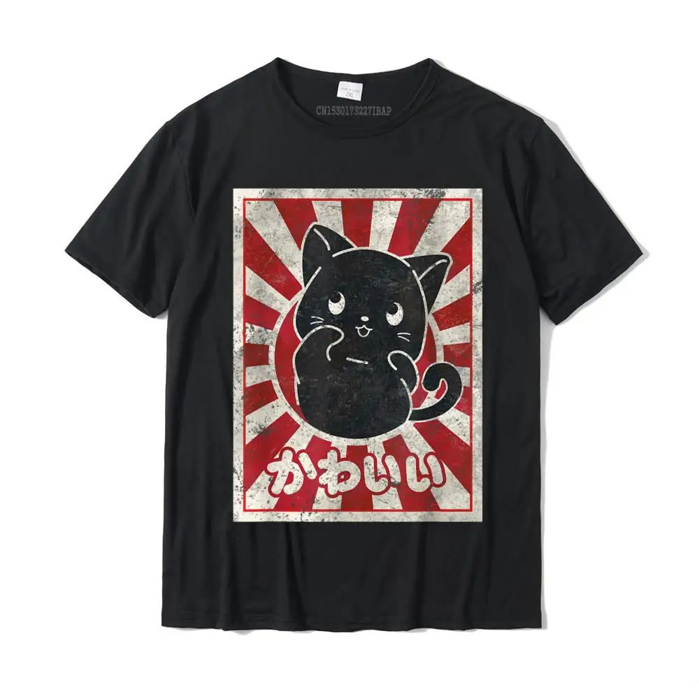 

Футболка Kawaii Cat Japanese Black Anime Cat Lover, облегающая хлопковая Футболка со скидкой для мужчин