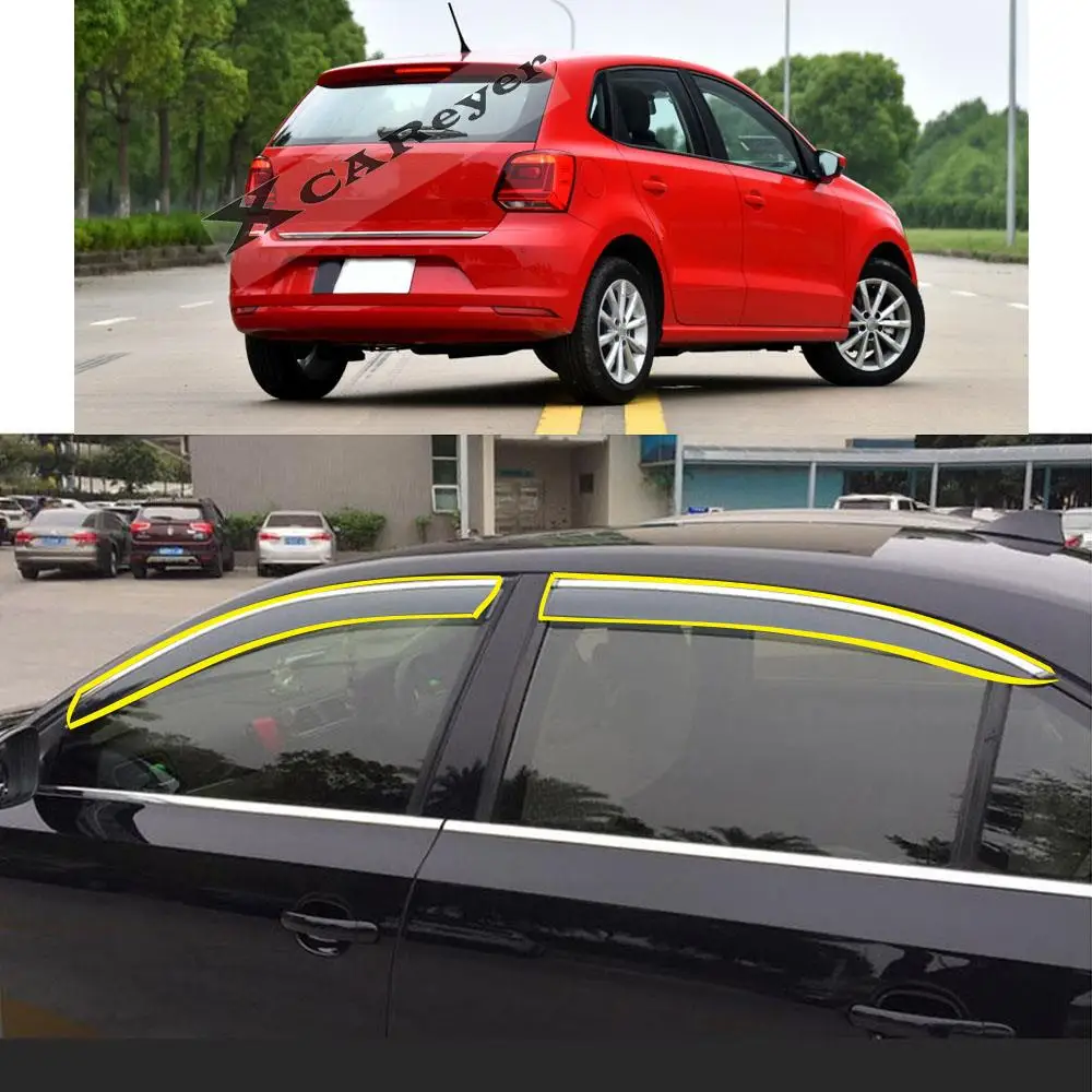 

Sticker Window Glass Wind Visor Rain/Sun Guard Vent Awnings For VW Volkswagen Polo Hatchback 2011-2018