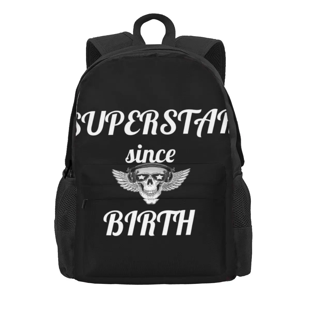 

Superstar Since Birth Punk Skull Funny Backpack Boy Gril skull wings Backpacks Elegant School Bags Outdoor Style Design Rucksack