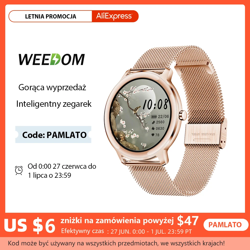 

WEEDOM 2022 Super Slim Smart Watch Women Full Touch HD Colorful Screen Smartwatch For Women Heart Rate Monitor For Android IOS