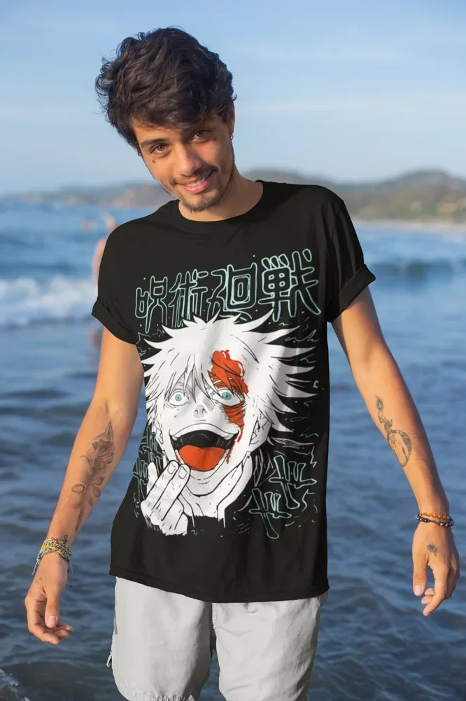 Черная футболка с рисунком из аниме Эконом
