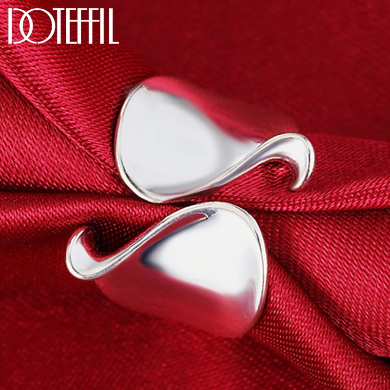 

DOTEFFIL 925 Sterling Silver Curved Smooth Surface Ring For Woman Man Fashion Wedding Party Charm Jewelry