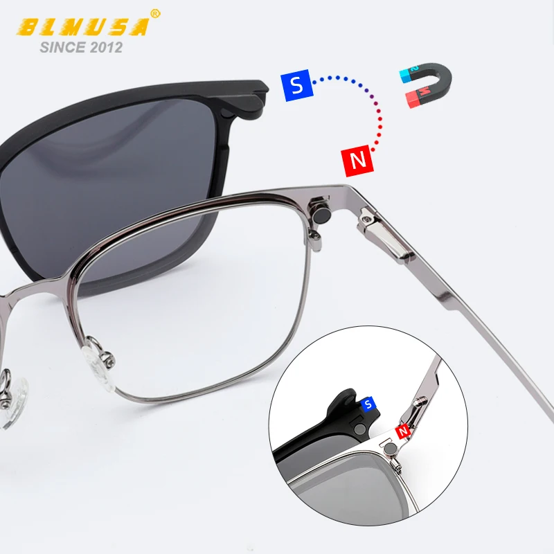 BLMUSA большие очки с магнитной клипсой для мужчин поляризационные солнцезащитные