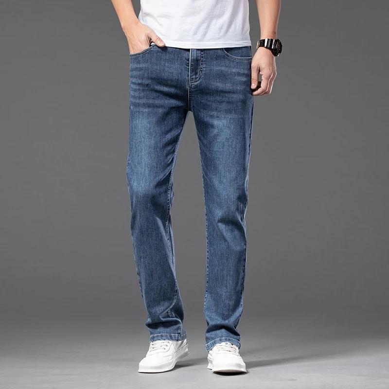 

Cotton Elastic Waist Men's Jeans Denim Pants 2022 New Casual Classic High Waist Straight Men Trousers Oversized 35 40 42 44 46