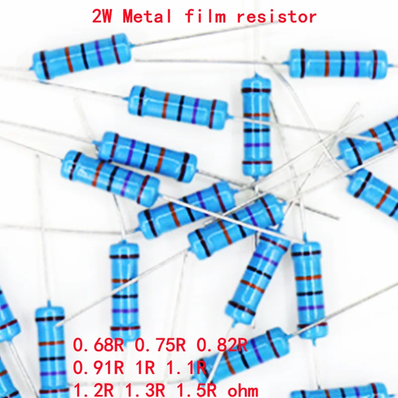 

20piece 2W Metal Film Resistor 1% New 0.68R 0.75R 0.82R 0.91R 1R 1.1R 1.2R 1.3R 1.5R Ohm Accurate High Good Quality Ohms DIP