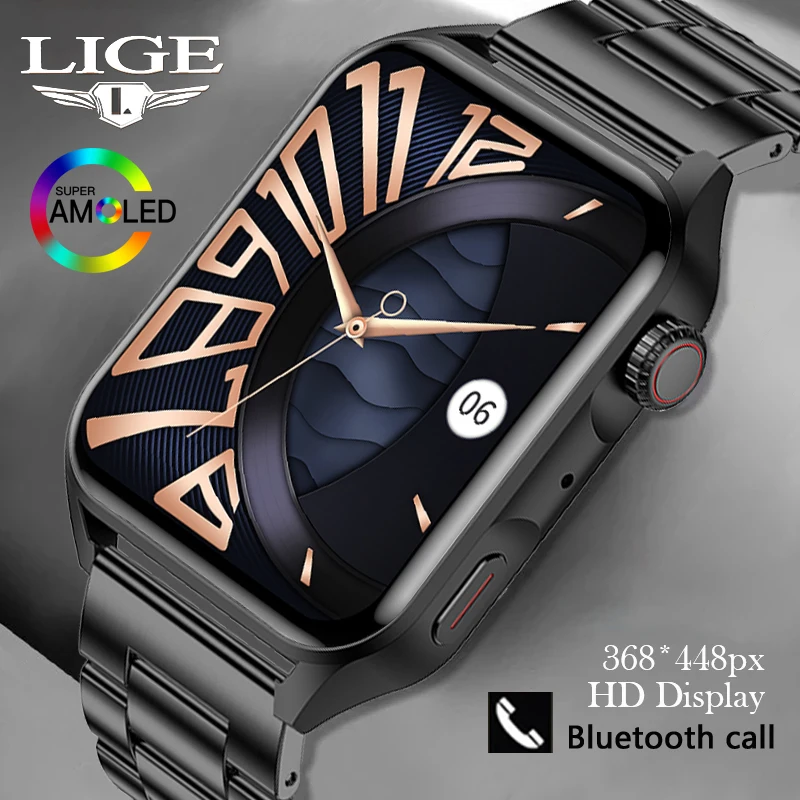

Смарт-часы LIGE мужские с HD-экраном и поддержкой Bluetooth