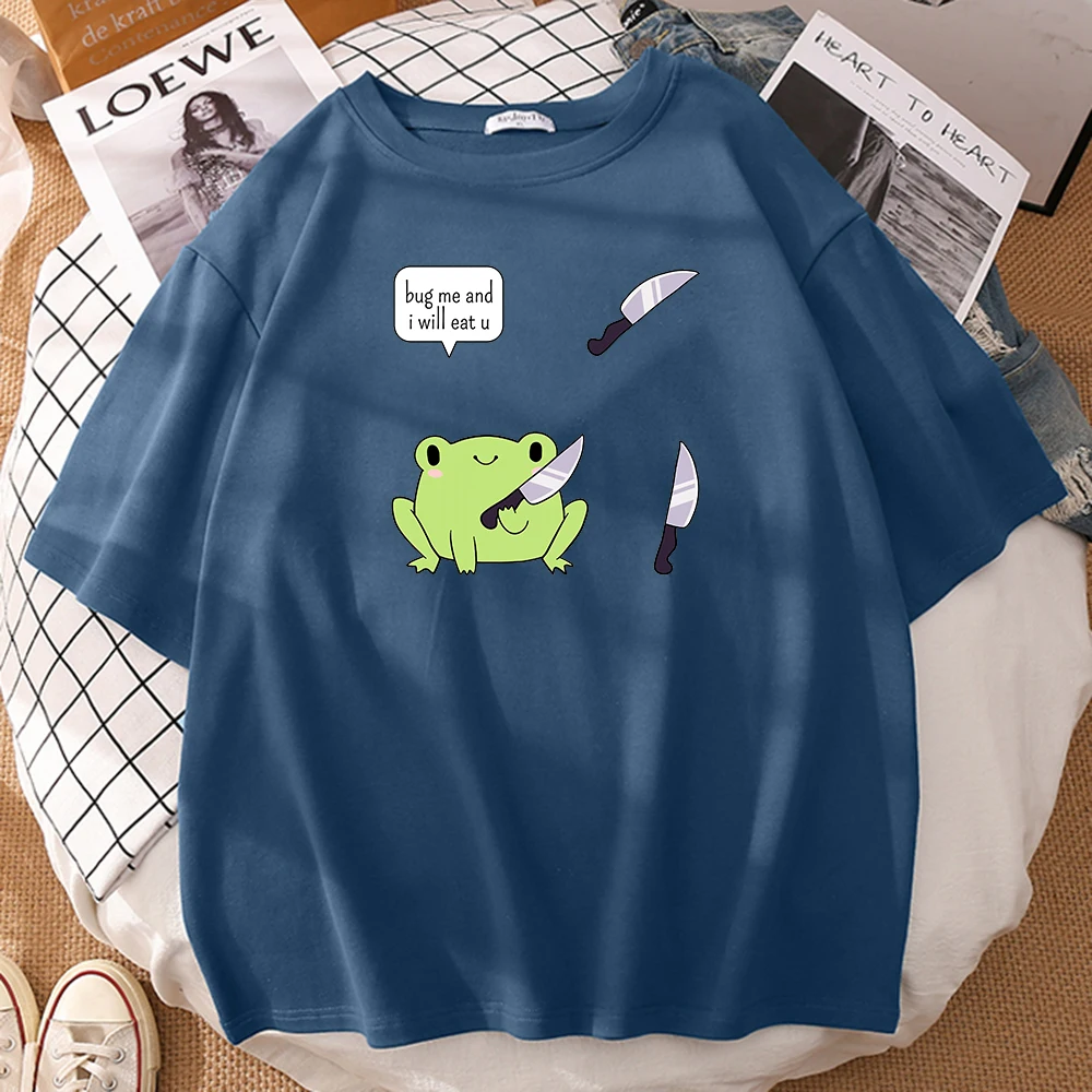 

Мужская футболка с принтом «баг я и я съешу Ю зеленую лягушку», футболки с круглым вырезом, уличная Удобная футболка, одежда, мужская футболк...