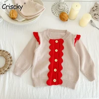 criscky 2022 spring autumn knitted cardigan sweater baby girls clothing girls full sleeve solid cotton sweaters jacket