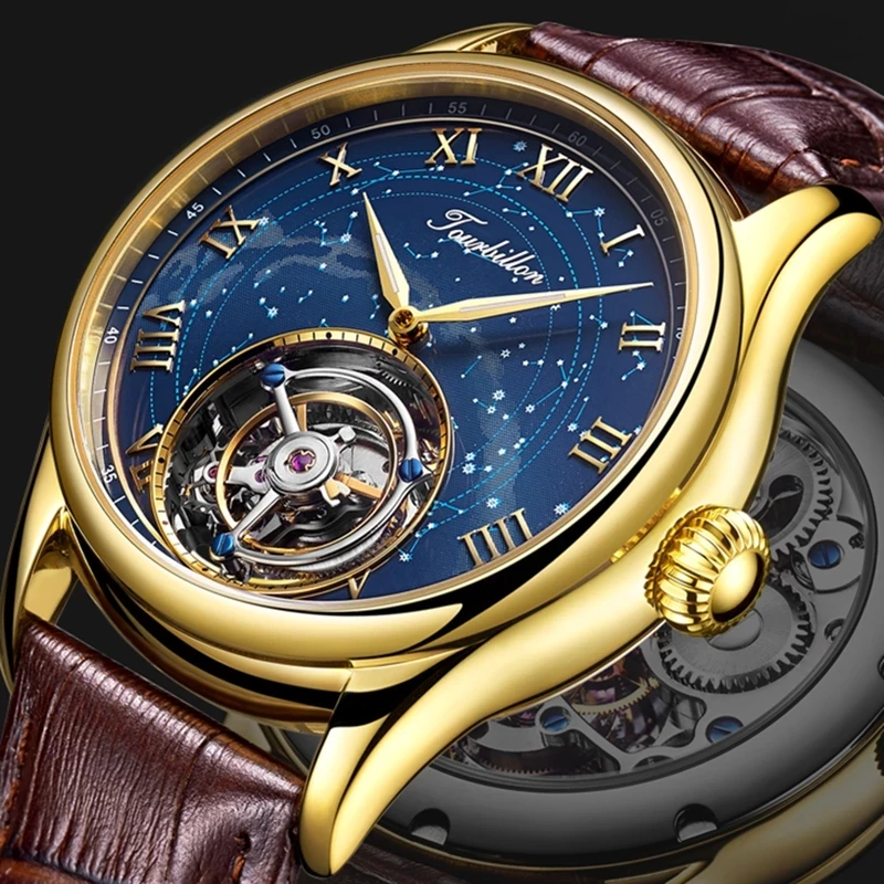 

AESOP Sapphire Glass Luxury Watch Men's Mechanical Watches 42mm Original Manual Tourbillon Movement Man Wristwatch